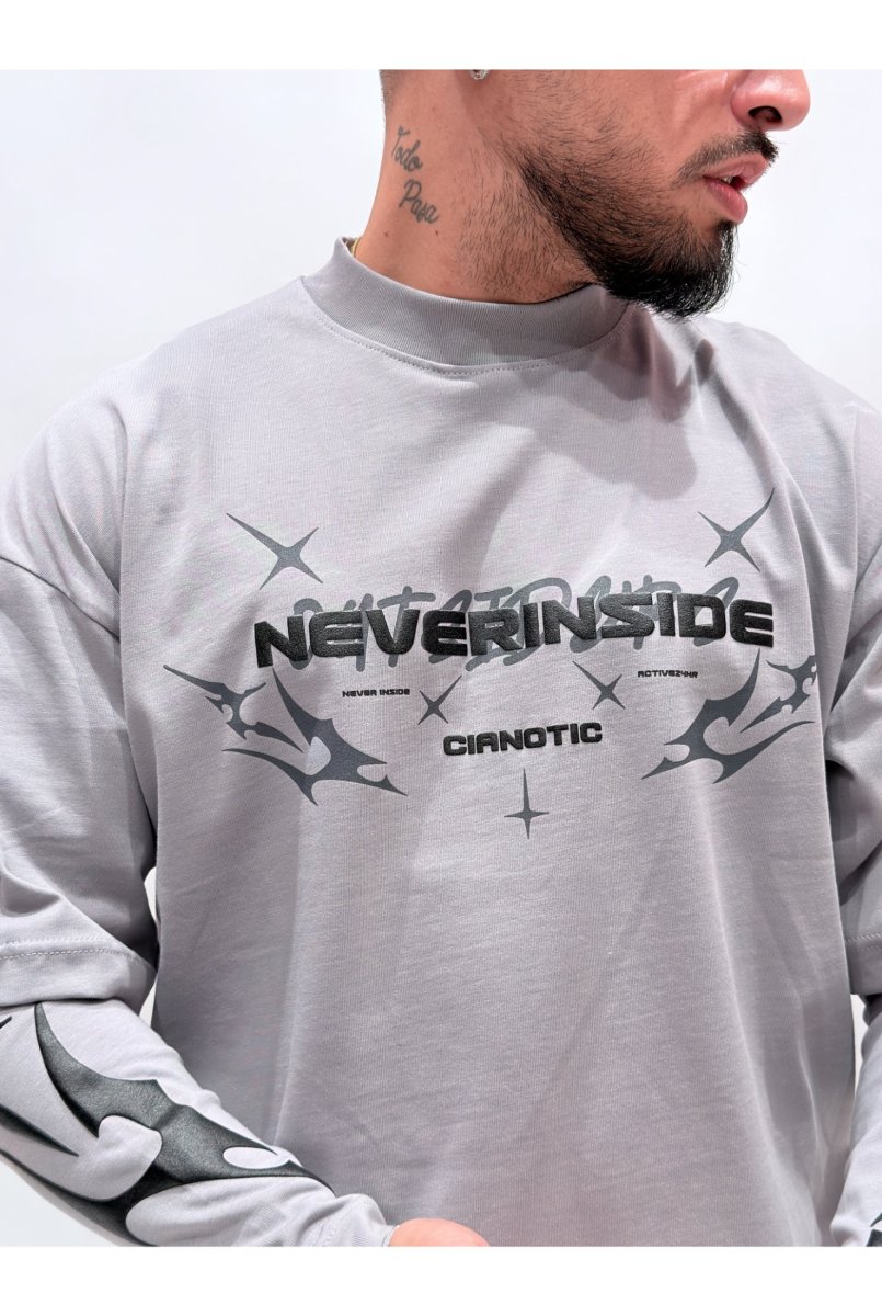 T-shirt CIANOTIC long sleeve never in side - immagine 4