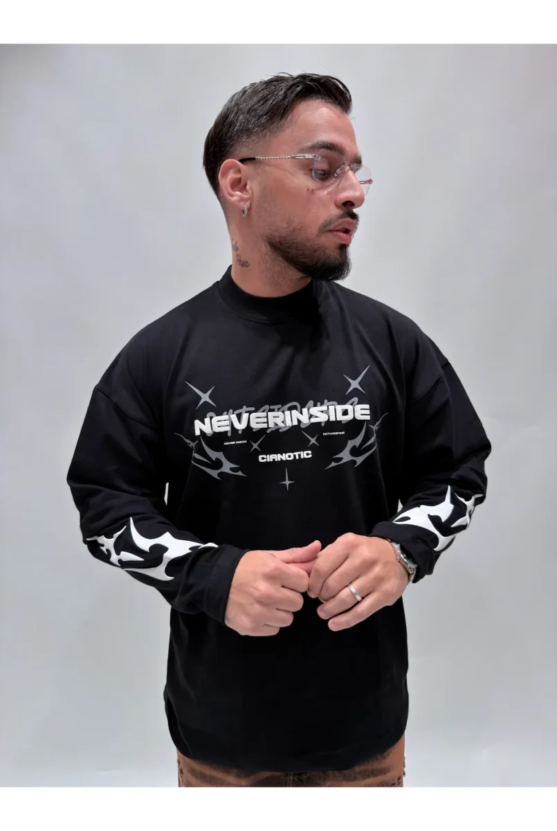 T-shirt CIANOTIC long sleeve never in side - immagine 5