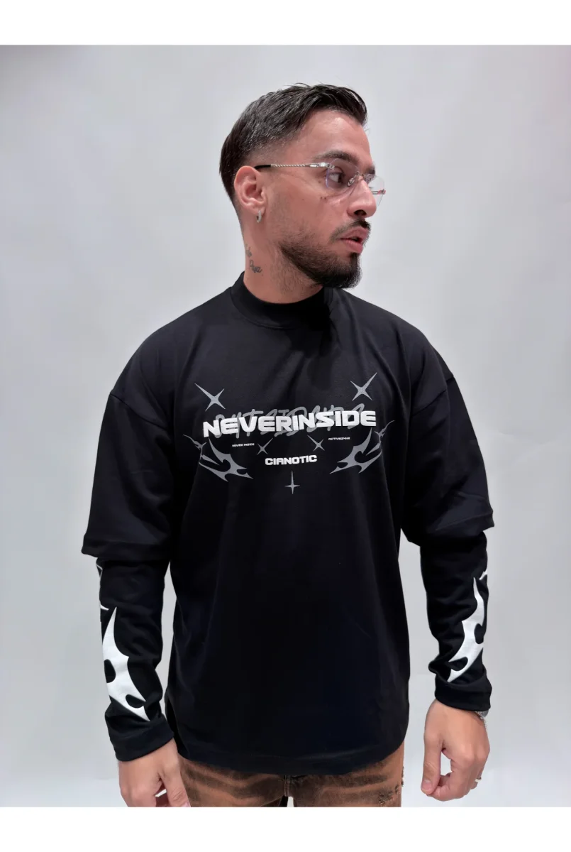 T-shirt CIANOTIC long sleeve never in side - immagine 6