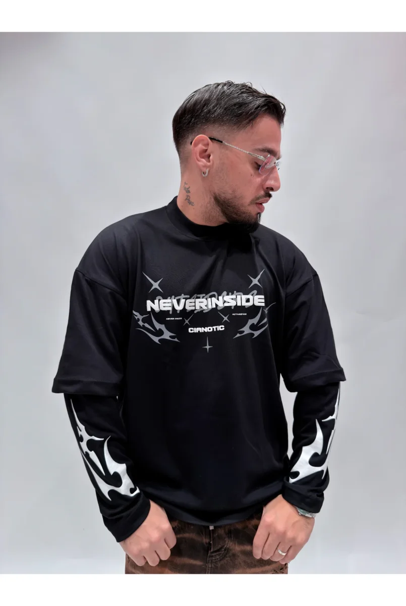 T-shirt CIANOTIC long sleeve never in side - immagine 7