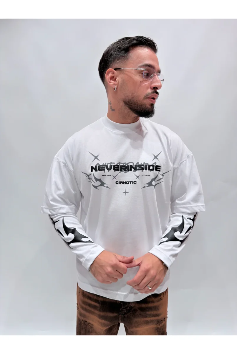 T-shirt CIANOTIC long sleeve never in side - immagine 8