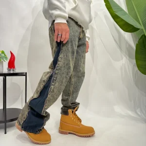 Jeans baggy zipped sabbiato