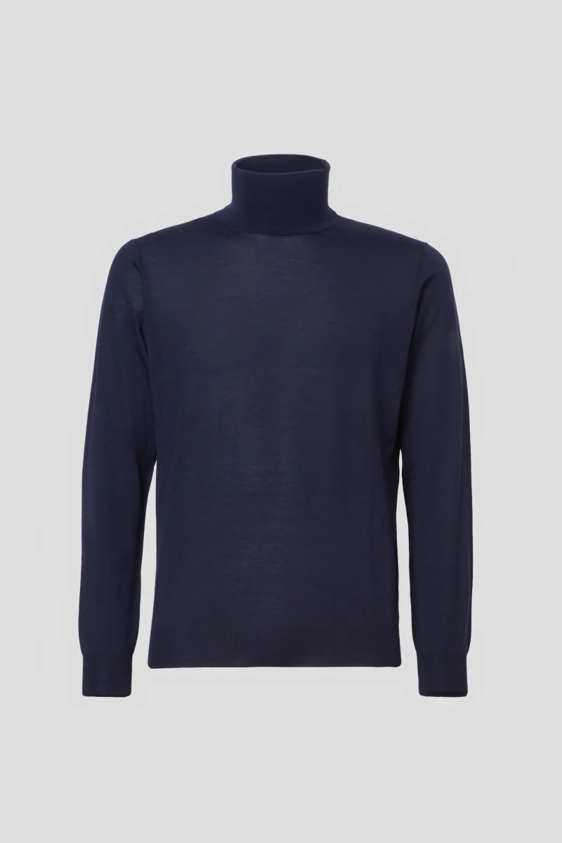 Dolcevita lana seta cashmere blu