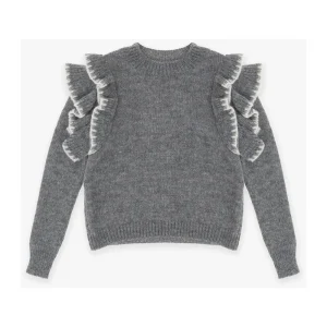 Maglione Dixie grigio con rouches sul giromanica