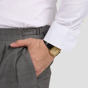 Pantalone Grigio Doppia Pinces In Pura Lana