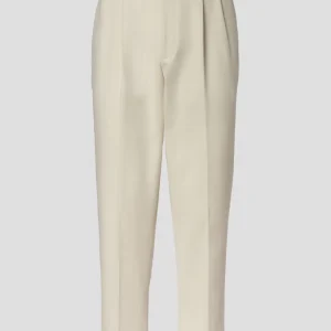 Pantaloni velluto rasato doppia piega panna