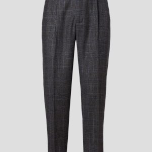 Pantaloni in lana doppia piega Principe di Galles grigio/blu