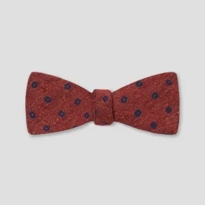 papillon seta e lana  da annodare motivo floreale bordeaux/azzurro