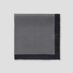 Pochette Seta Pied A Poule Blu/Bianco