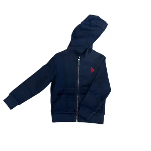 Felpa tuta U.s. Polo Assn. di colore blu scuro con cappuccio e zip centrale