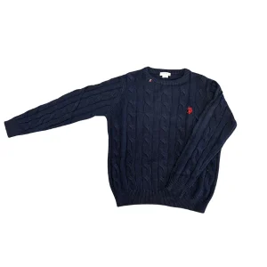 Maglione U.S. Polo Assn. con tessuto intrecciato e manica lunga colore blu scuro