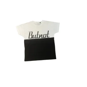 Tshirt ButNot a mezza manica bianca e nera con scritta nera sul davanti