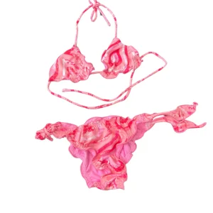 Costume 2 pezzi F**k rosa con fantasia