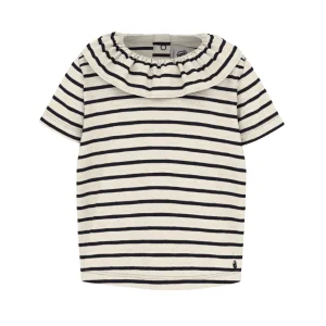 Tshirt Petit Bateau con fantasia rigata e colletto con rouches