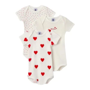 Set body 3 pezzi Petit Bateau a mezza manica fantasia cuori