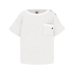 Tshirt Petit Bateau a mezza manica di colore bianco con taschino sul davanti