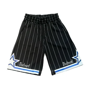 Bermuda ButNot nero con righe bianche e stelle con logo sul fondo