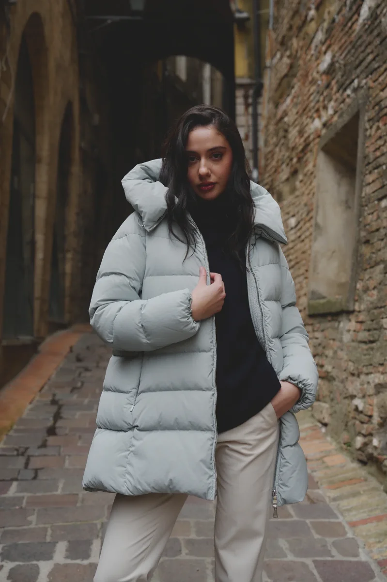 Piumino Trequarti Celeste