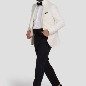 Smoking Bianco E Pantalone Nero In Lana