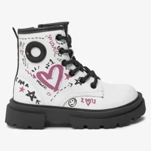 Primigi Stivaletto anfibio chiusura zip - graffiti bianco