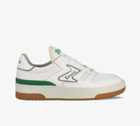Etonic Sneakers B481 in pelle bianca, mesh bianco, dettagli verde e marrone - immagine 2
