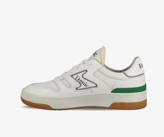 Etonic Sneakers B481 in pelle bianca, mesh bianco, dettagli verde e marrone - immagine 4
