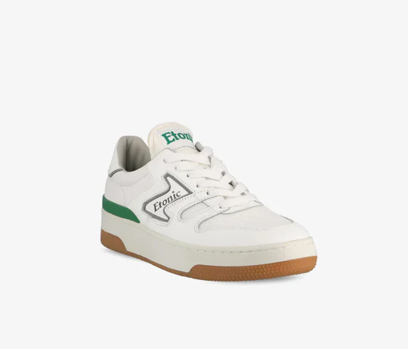 Etonic Sneakers B481 in pelle bianca, mesh bianco, dettagli verde e marrone - immagine 3