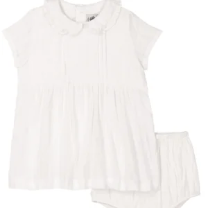 Abito Petit Bateau bianco dettagli traforati