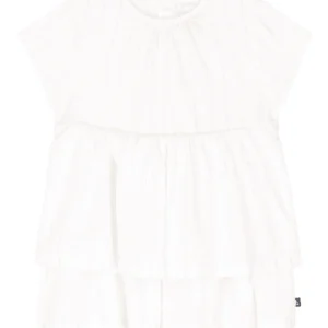 Abito Petit Bateau con balze e fibre metallizzate