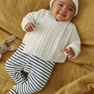 Cardigan in lana e cotone Petit Bateau panna in maglia lavorata