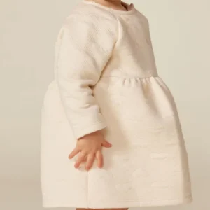 Abito a maniche lunghe in tubique trapuntato Petit Bateau beige