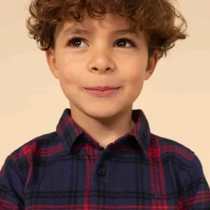 Camicia Petit Bateau scozzese blu e rossa