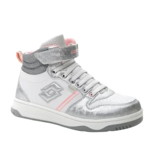 Lotto Sneakers alte bambina kids Mid Rocket - Bianco grigio rosa chiusura zip e strappo