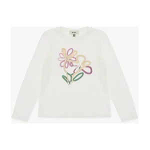 Tshirt Dixie bianca con fiore applicato