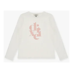 Tshirt Dixie bianca con logo rosa metallizzato