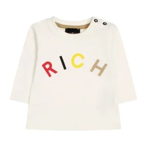 Tshirt Richmond bianca con scritta "rich" colorata sul davanti