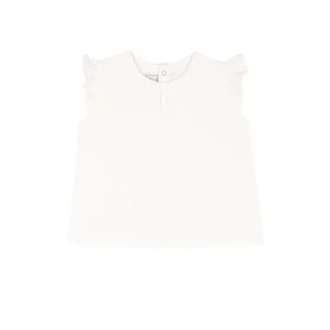 Tshirt Petit Bateau Bianca con manica rouches
