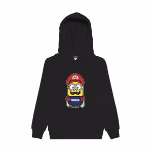 Felpa Mousse nera con cappuccio con stampa "Minions" sul davanti