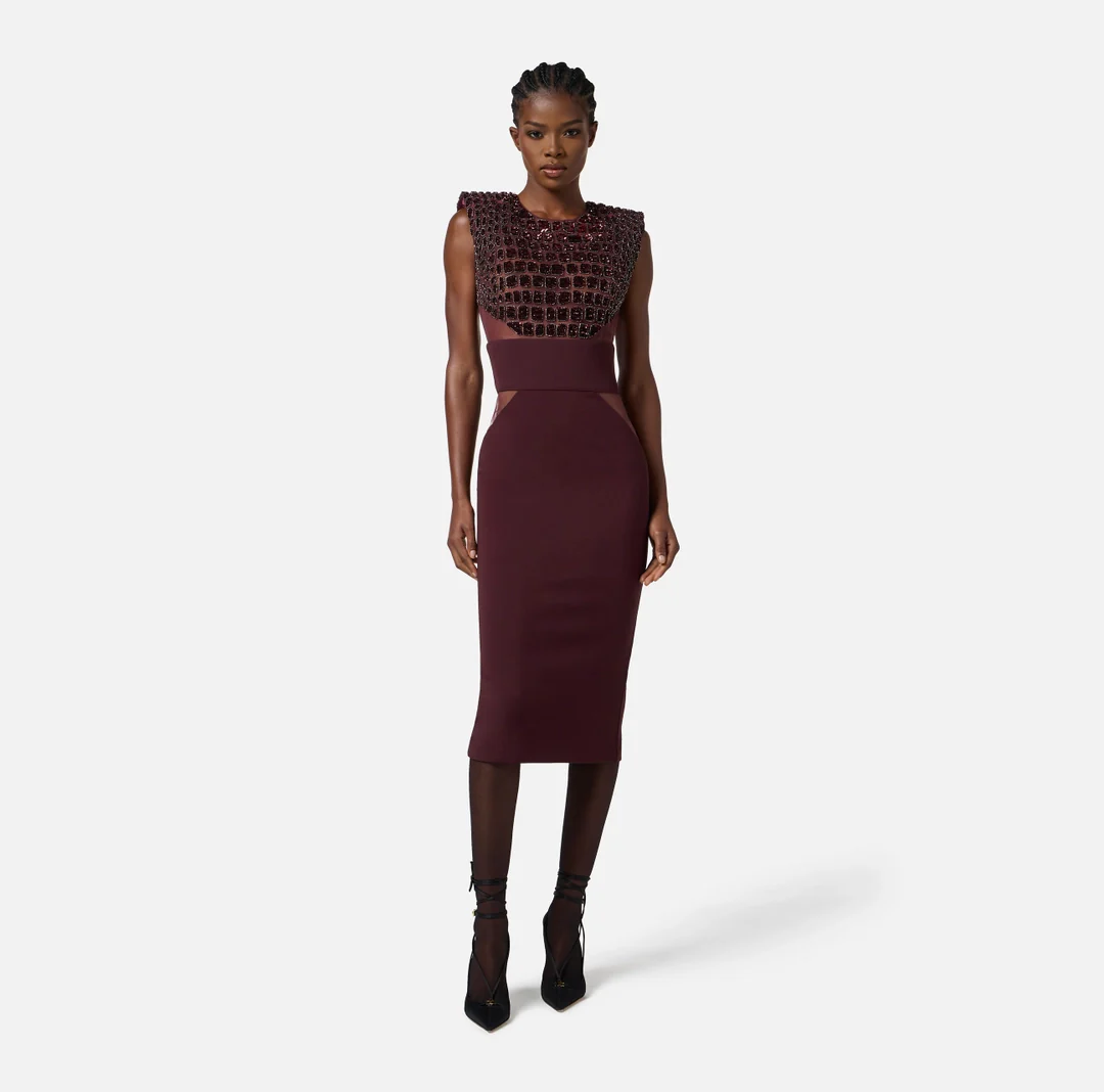 Abito in crepe leggero e tulle - immagine 4