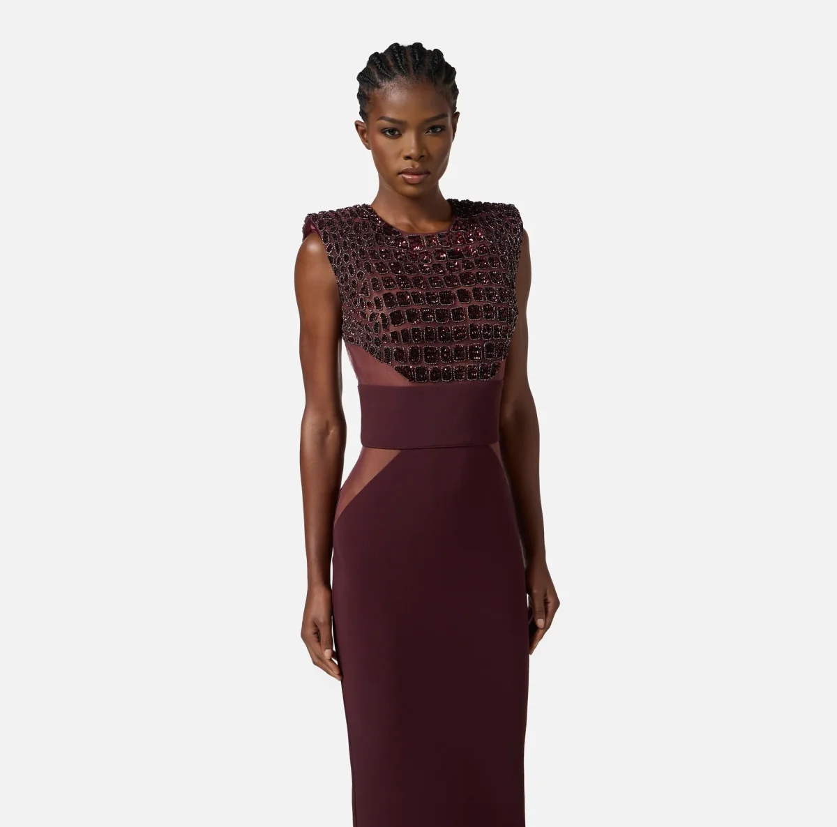 Abito in crepe leggero e tulle - immagine 5