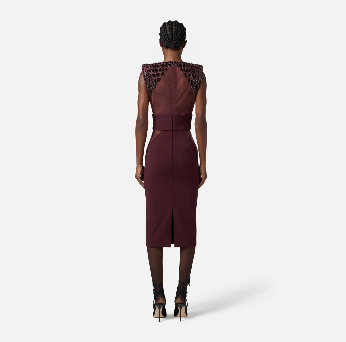 Abito in crepe leggero e tulle - immagine 6