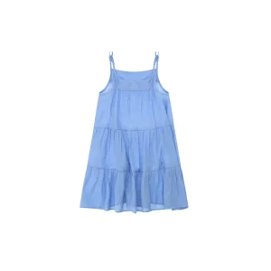 Abito Dixie a balze con lacci sulle spalle azzurro