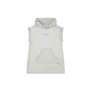 Abito Dixie laminato argento con tasche e cappuccio