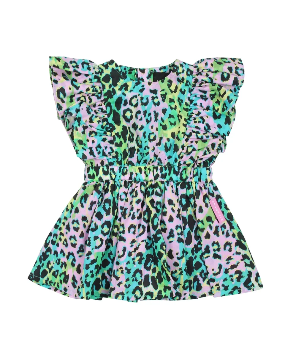 Abito Richmond smanicato con rouches sul giromanica con fantasia maculata multicolor - immagine 2