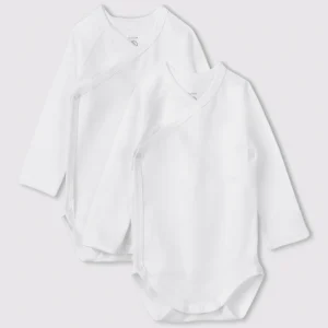 Set 2 Body Petit Bateau antipatico a manica lunga di colore bianco