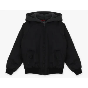 Giubbino Please imbottito nero con zip e cappuccio