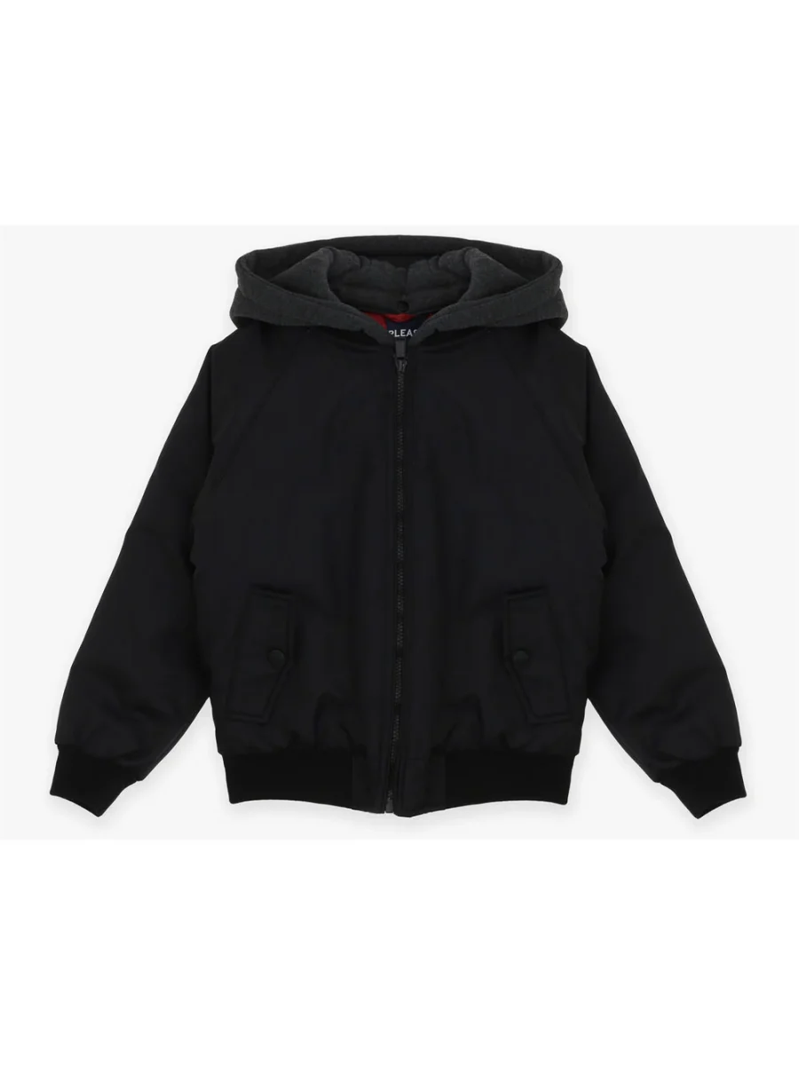 Giubbino Please imbottito nero con zip e cappuccio - immagine 2