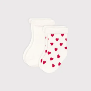 Pacco Petit Bateau 2 calzini bianchi con cuori