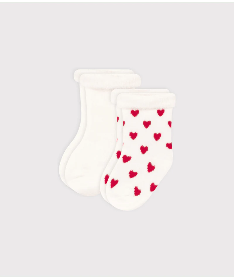 Pacco Petit Bateau 2 calzini bianchi con cuori - immagine 2