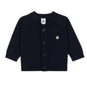 Cardigan Petit Bateau blu con bottoni